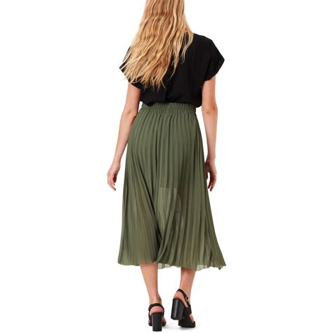 Andme Womens Pleat Midi Skirt Khaki Big W