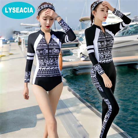Buy Lyseacia Summer Women Wetsuit Printed Swimsuit Two Piece Diving Surfing