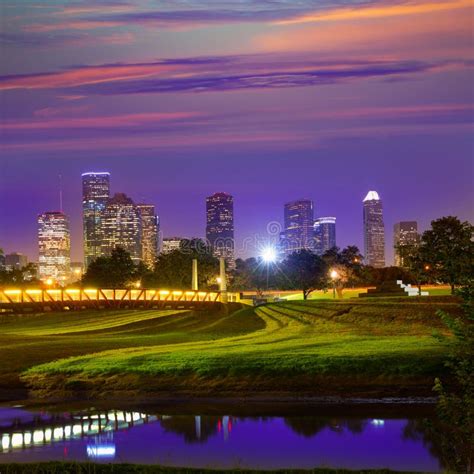 Houston Sunset Skyline From Texas Us Stock Image Image Of Financial