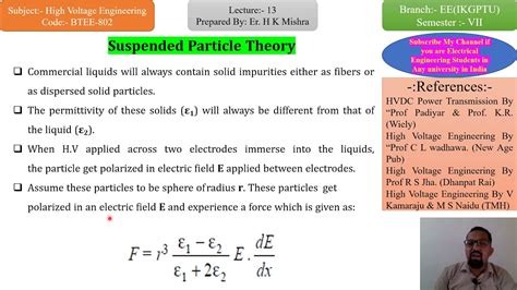 Suspended Particle Theory Breakdown In Liquid Dielectric Youtube