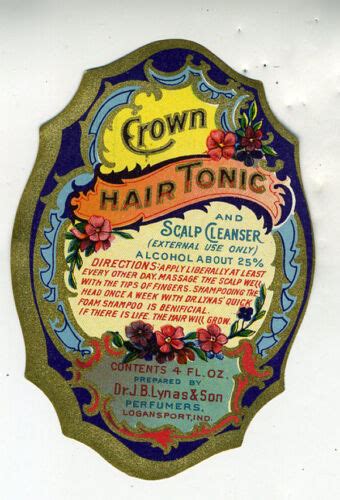 1900 Art Nouveau Advertising Label For Dr Lynas Hair Tonic Logansport Indiana Ebay