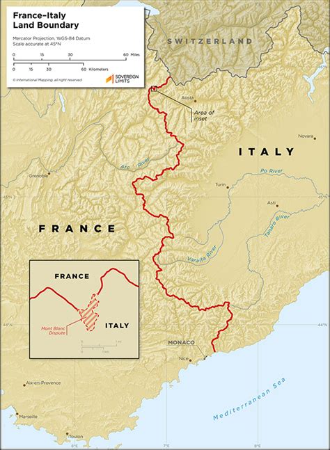 Franceitaly Land Boundary Sovereign Limits