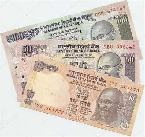 Indian Banknotes 10 50 And 100 Indian Rupees The Sample In 2010