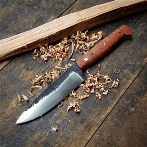 Hand Forged Bushcraft Knife With Curly Maple Etsy Israel