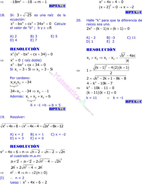 TeorÍa De Ecuaciones Ejercicios Resueltos Matematicas Problemas Resueltos