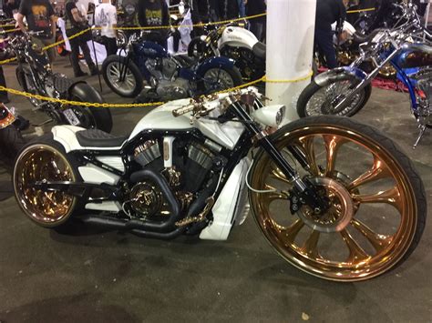 Custom Harley Vrod White And Gold Plated