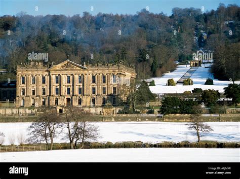 Chatsworth House Dukes Of Devonshire Winter Snow Derbyshire National