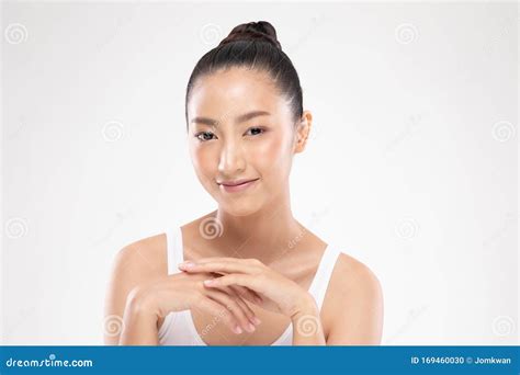 Beautiful Young Asian Woman Holding Hands Smile Feeling So Happy And