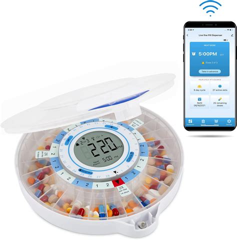 Live Fine Smart Automatic Pill Dispenser With Wifi Frosted Lid
