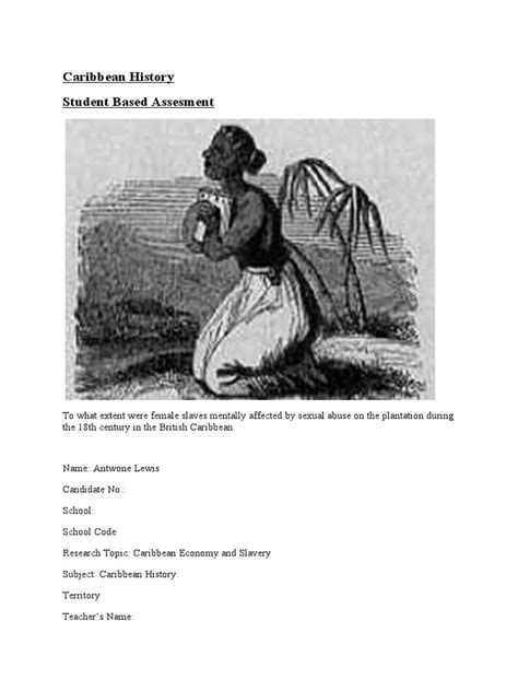 Caribbean History Sba Antwone Lewis Pdf Slavery Feeling