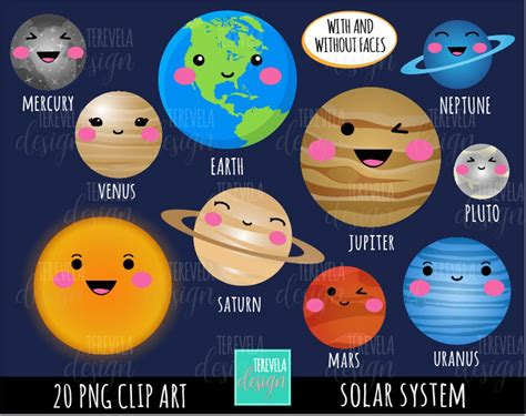 Solar System Clipart Commercial Use Planets Graphics Space Etsy