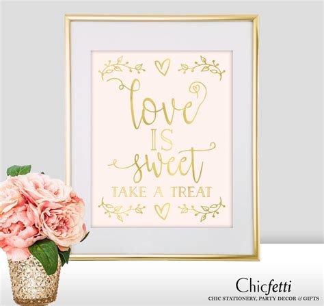 Love Is Sweet Wedding Sign Love Is Sweet Bridal Shower Sign Gold