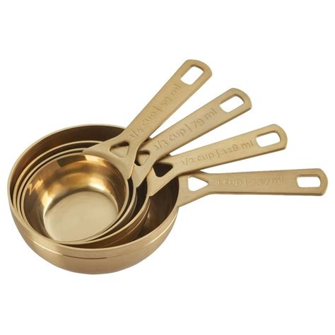 Gold Finished Stainless Steel Measuring Cups Set Of 4 Le Creuset