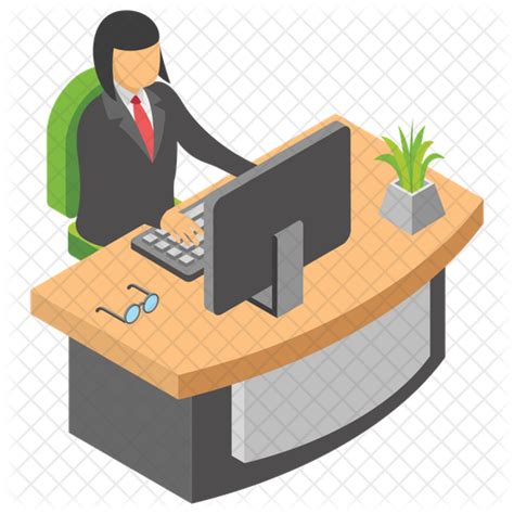 Office Reception Icon Download In Isometric Style