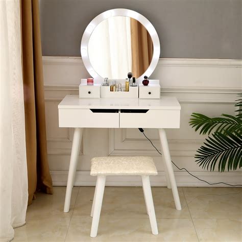 winado makeup vanity table w 8 led lights mirror vanity set with stoolanddrawer wood dressing