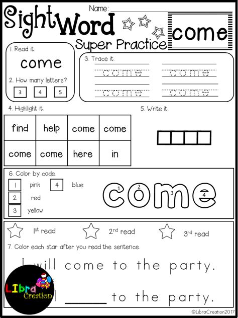Sight Word Super Practice Pre Primer With Images Sight Words Words