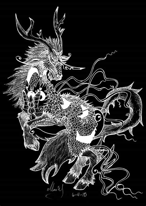 Inverted Kirin Ink Drawing By Sunshinesilverwolf On Deviantart