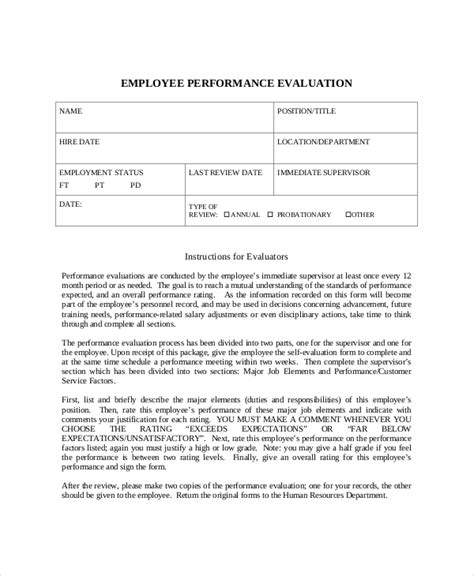 Free 6 Sample Employee Performance Evaluation Templates In Pdf Ms