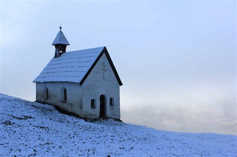 Free Picture Winter Blue Sky Snow Church Tower Architecture Religion