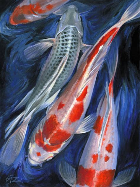 Daily Painters Of Texas Against The Stream Koi Acrylic Painting By