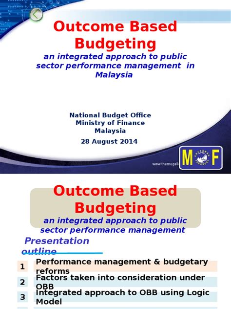 Budgeting an integrated approach to public sector performance management in malaysia. Outcome Based Budgeting in Malaysia | Capacity Building ...