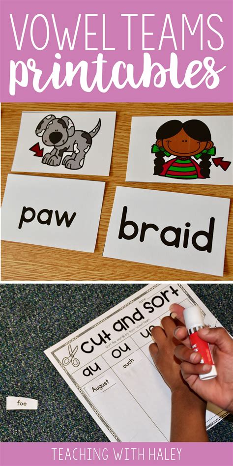 vowel teams and diphthongs printables centers and