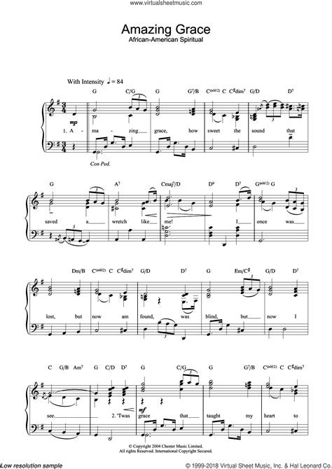 Newton Amazing Grace Sheet Music For Voice And Piano PDF