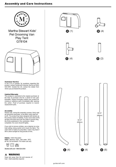 Martha Stewart G78104 Assembly And Care Instructions Pdf Download