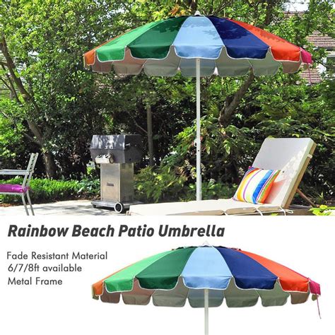 Yescom Rainbow Beach Patio Umbrella W Metal Frame 16 Rib Tilt Market