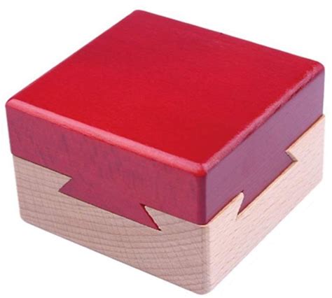 casse tête chinois en bois secret puzzle moraphee en forme de cube rouge