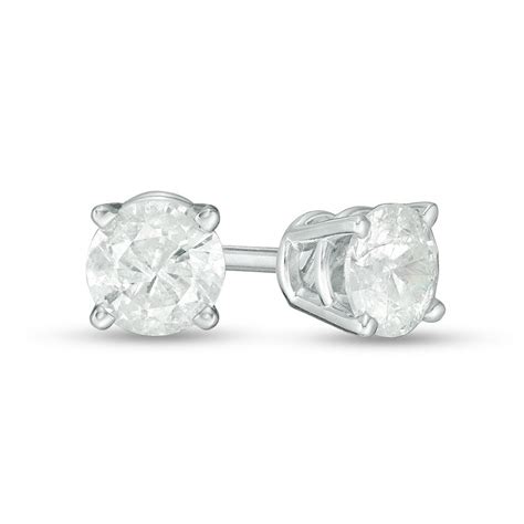 Ct T W Diamond Solitaire Stud Earrings In K White Gold J I