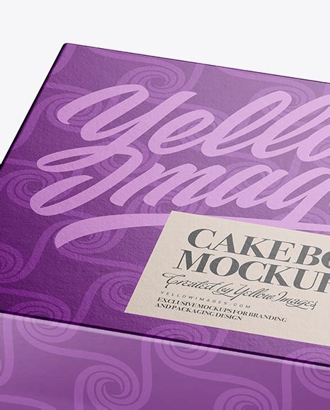 Download Metallic Cake Box Mockup - Half Side View (High-Angle Shot) in Box Mockups on Yellow Images ...