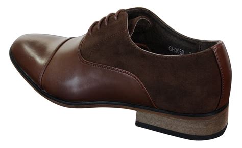 Mens Italian Leather And Suede Laced Smart Casual Brown Navy Black Designer Shoes Happy Gentleman