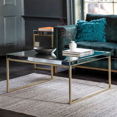Rustic coffee table with drawers | coffee table design coffee table with stools for daily life and festive events : Pippard Coffee Table with Mirrored Top, Champagne | Costco UK