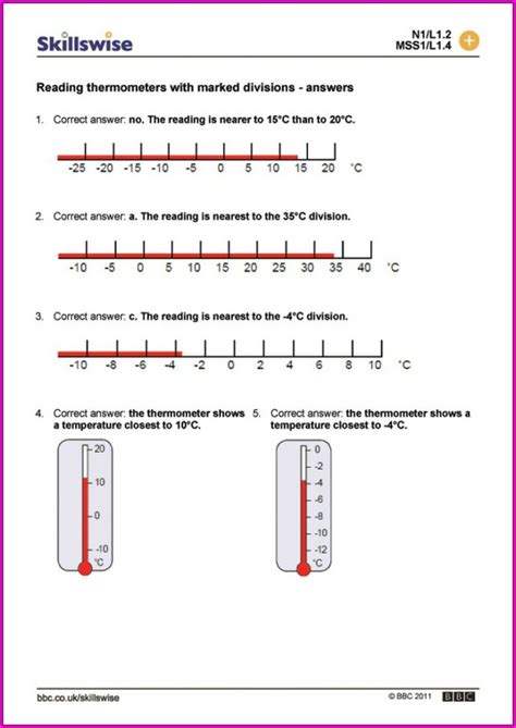 Reading A Thermometer Worksheet Answers