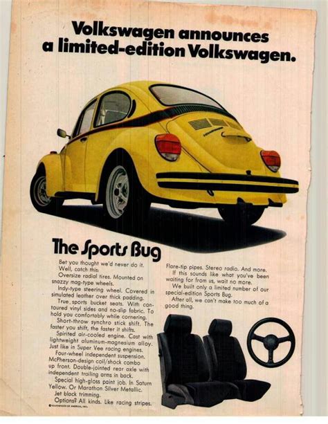 1970s Volkswagen Beetle Ad Volkswagen Car Ads Volkswagen Beetle