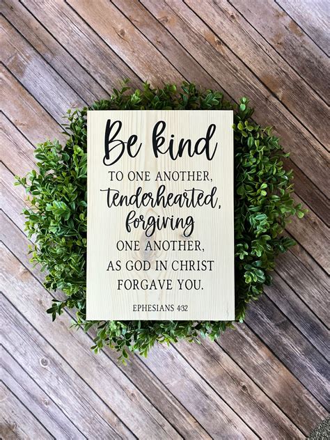 Ephesians 432 Painted Wood Sign Be Kind To One Another Etsy