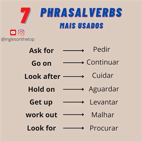 Alguns Dos Phrasal Verbs Mais Usados Em Inglês Alguns Exemplos Com Phrasal Verbs Dont Stop