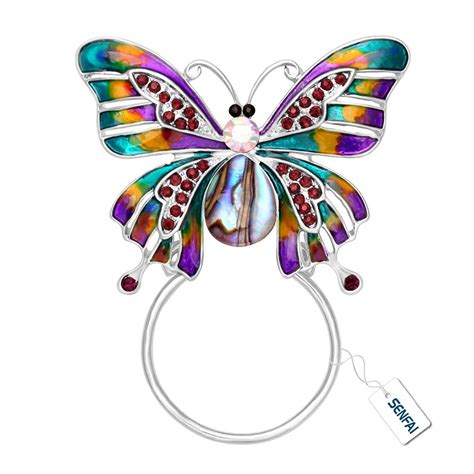 Enamel Colorful Butterfly Abalone Shell Crystal Magnet Eyeglass Holder