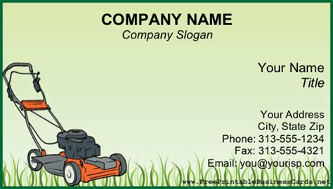 3.5 x 2 business card. Lawnmower Business Card