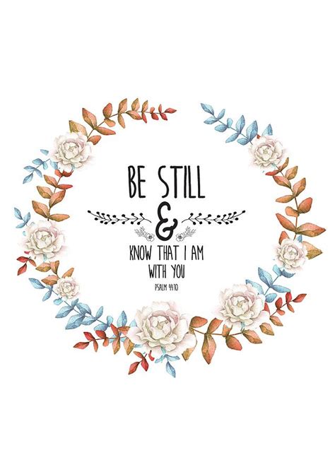 Christian Bible Verse Quote Floral Typography Be Still Painting By