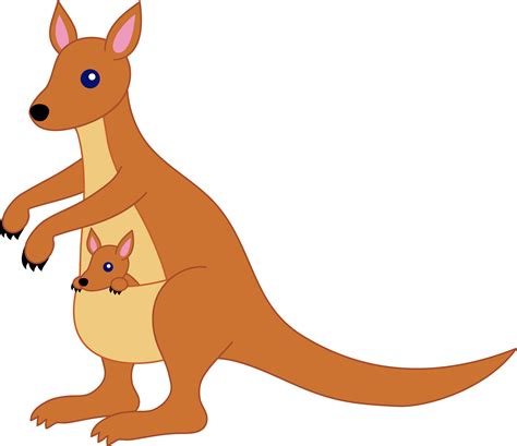 Mother Kangaroo With Baby Free Clip Art