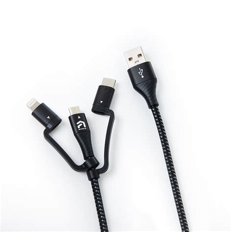 Atrix 3 In 1 Braided Nylon Charging Cable For Lightning Usb C And
