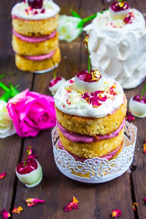 Mini Cherry Rose Cakes Are The Perfect Floral And Fruity Cakes Layered