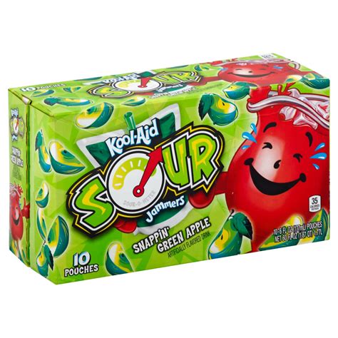 Kool Aid Jammers Sour Snappin Green Apple 6 Oz Pouches Shop Juice At