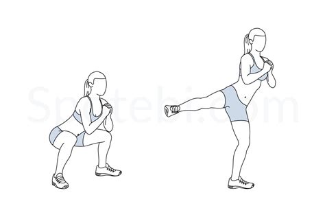 Squat Side Kick Illustrated Exercise Guide