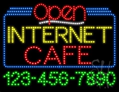 Internet Cafe Open With Phone Number Animated Led Sign Internet And