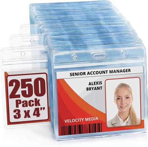 Mifflin Horizontal 3x4 Name Badge Holders Large 3x4 250 Pack Clear