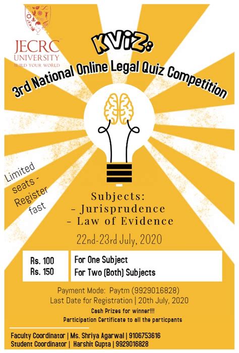Kviz 3rd National Online Legal Quiz Competition By Jecrc University