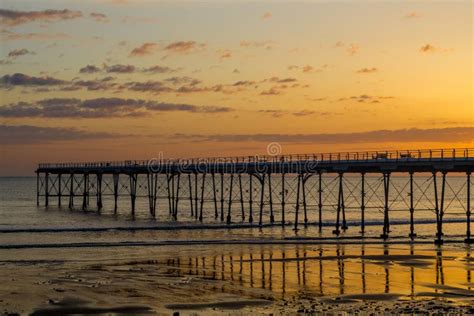 Saltburn Pier At Sunset North East Coastal Town In England Stock